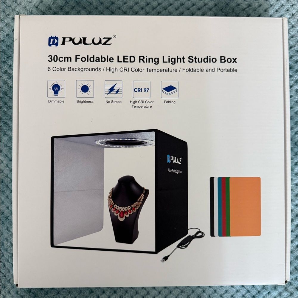 Puluz Black Foldable LED Ring Light Studio Box